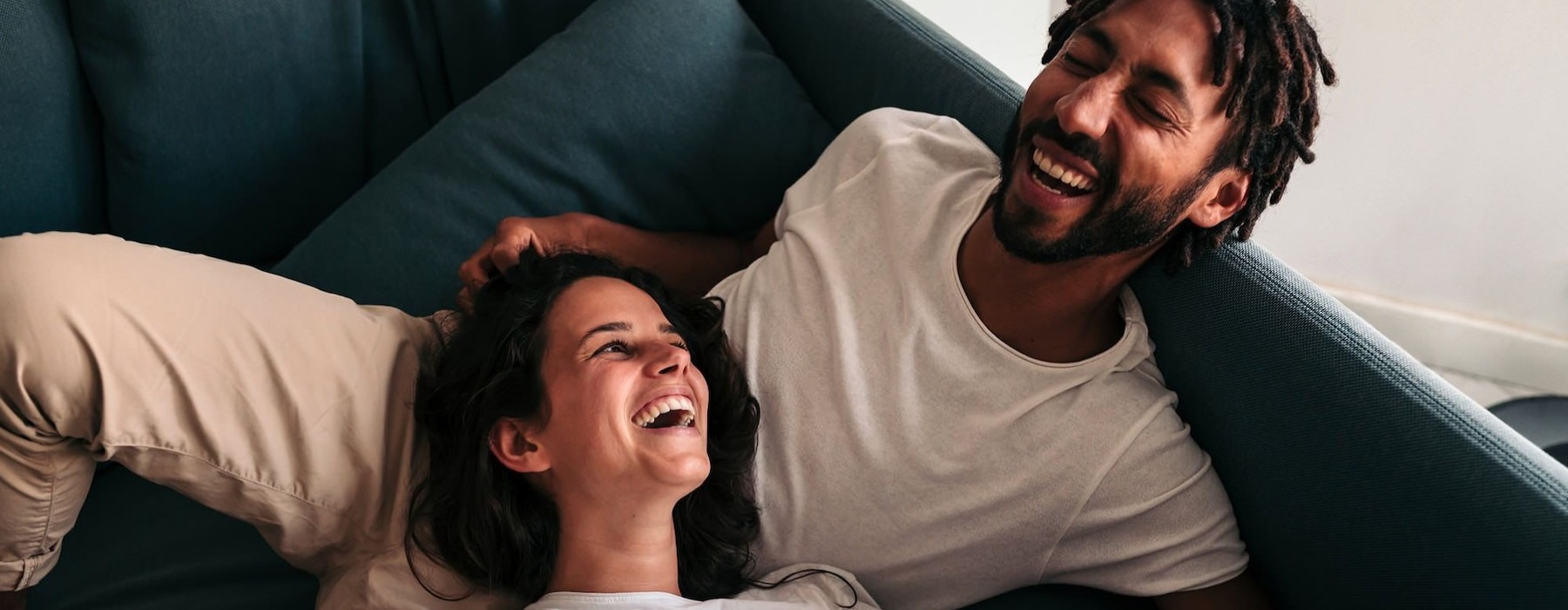 a man and woman laughing